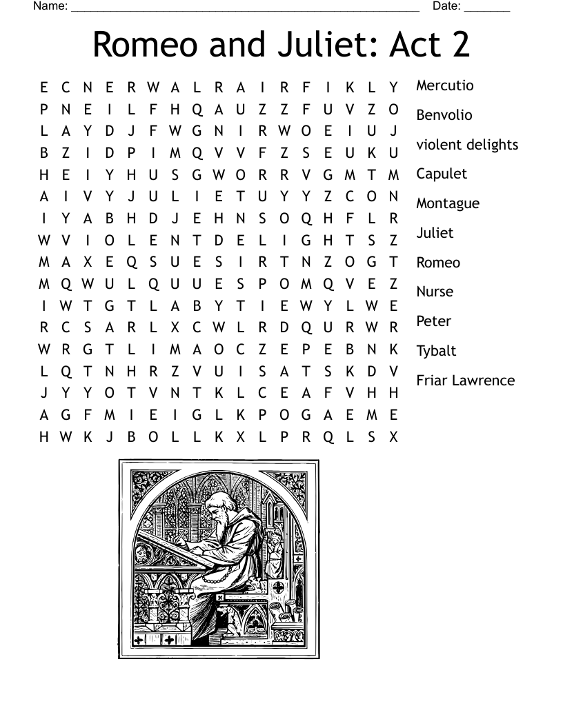 Romeo and Juliet: Act 2 Word Search