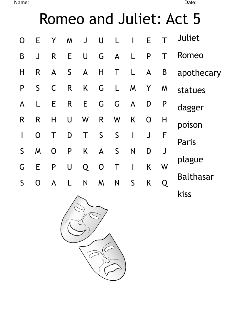 Romeo and Juliet: Act 5 Word Search