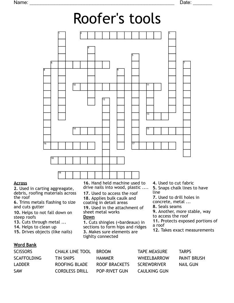 Roofer's tools Crossword
