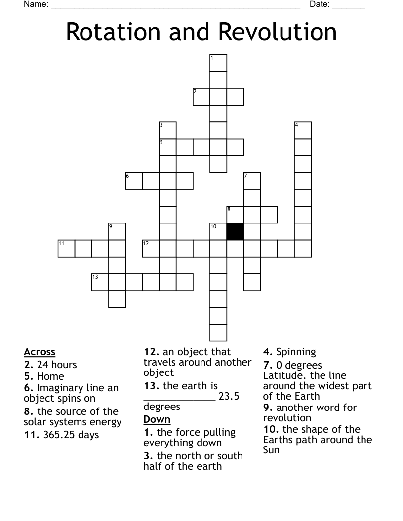 Rotation and Revolution Crossword