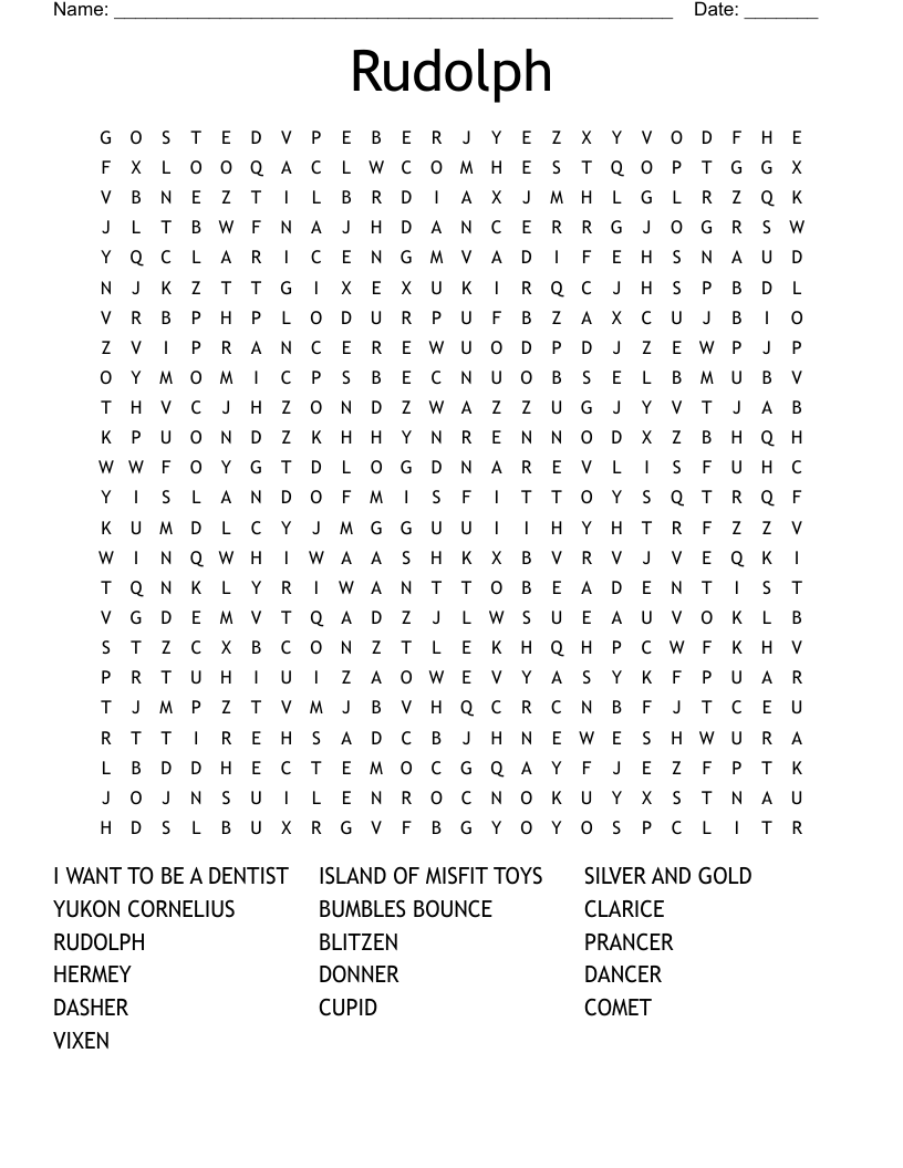 Rudolph Word Search