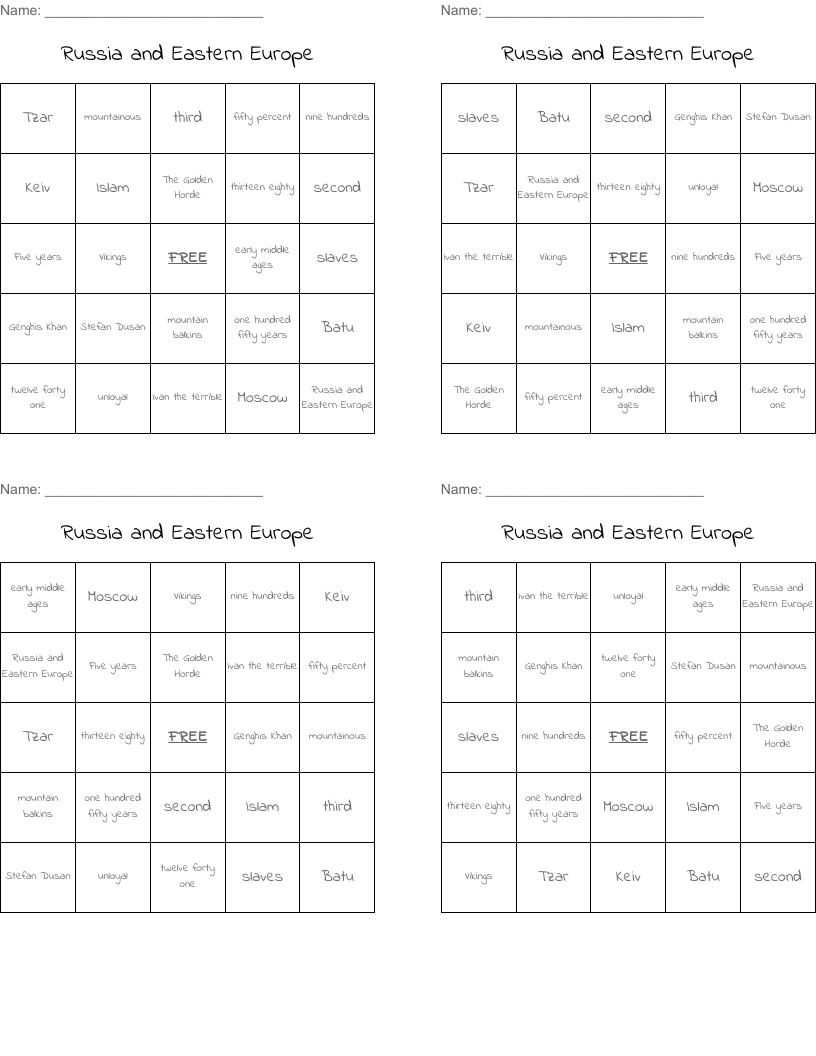 Russia and Eastern Europe