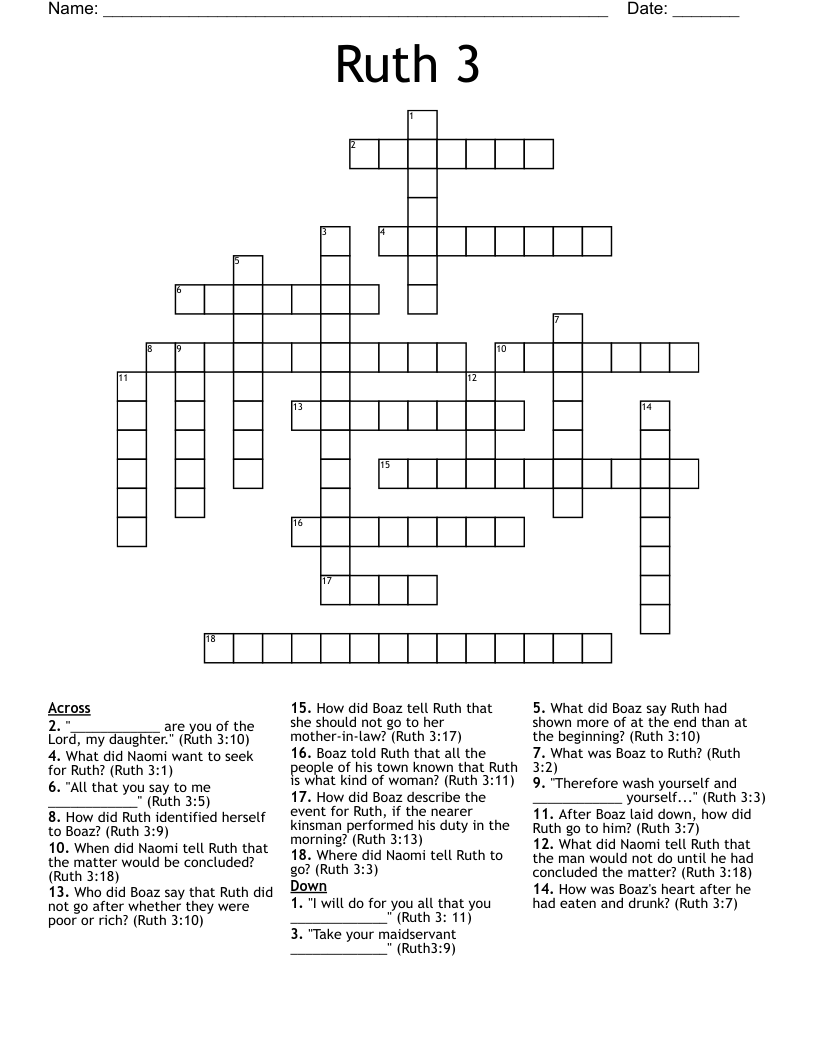 Ruth 3 Crossword