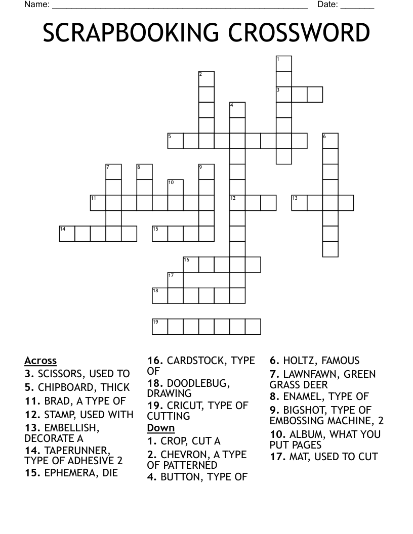 SCRAPBOOKING CROSSWORD