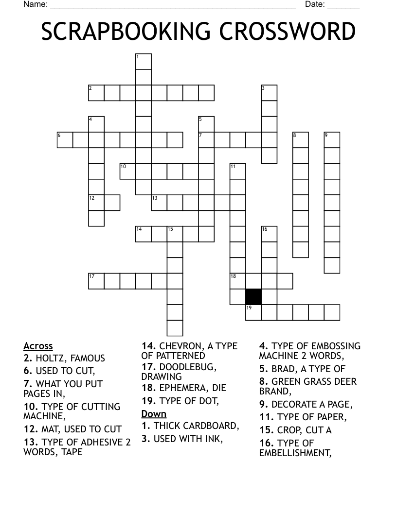 SCRAPBOOKING CROSSWORD