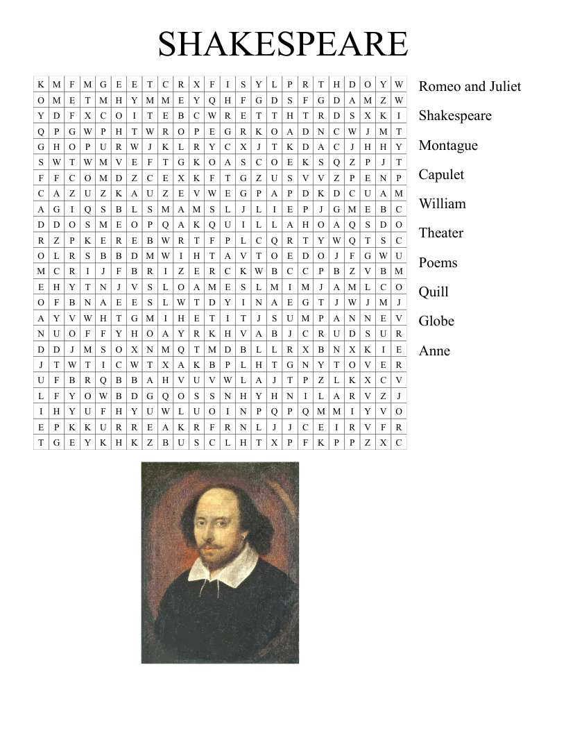 SHAKESPEARE Word Search