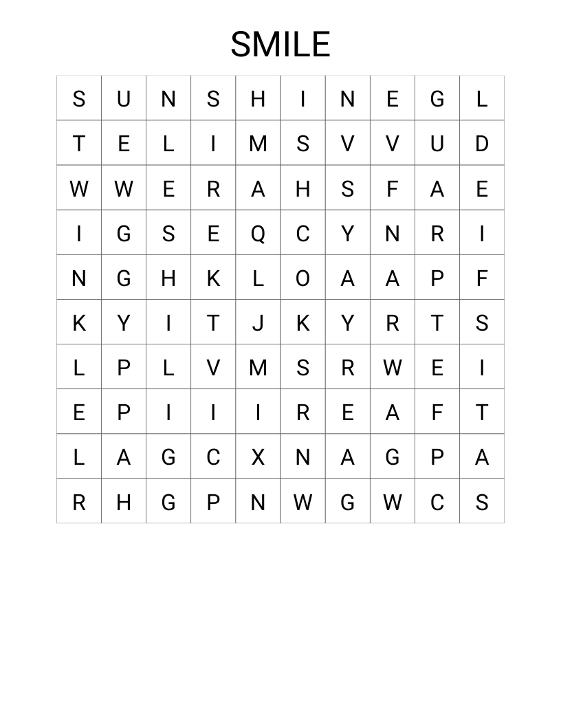 SMILE Word Search