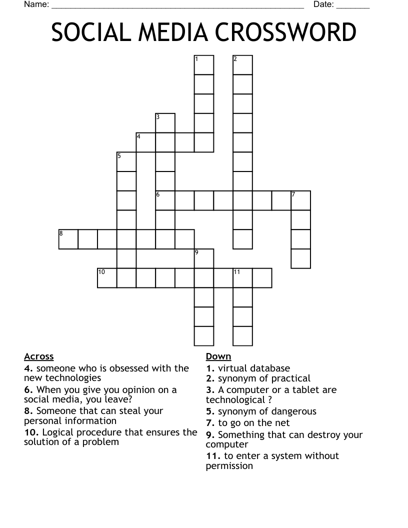 SOCIAL MEDIA CROSSWORD