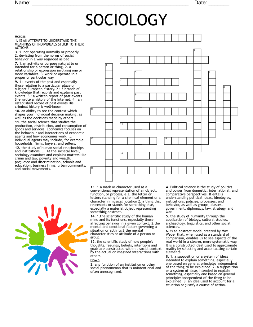 SOCIOLOGY Crossword