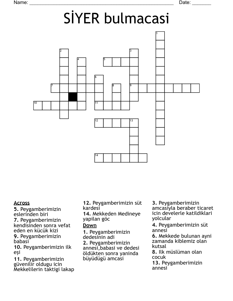 SİYER bulmacasi Crossword