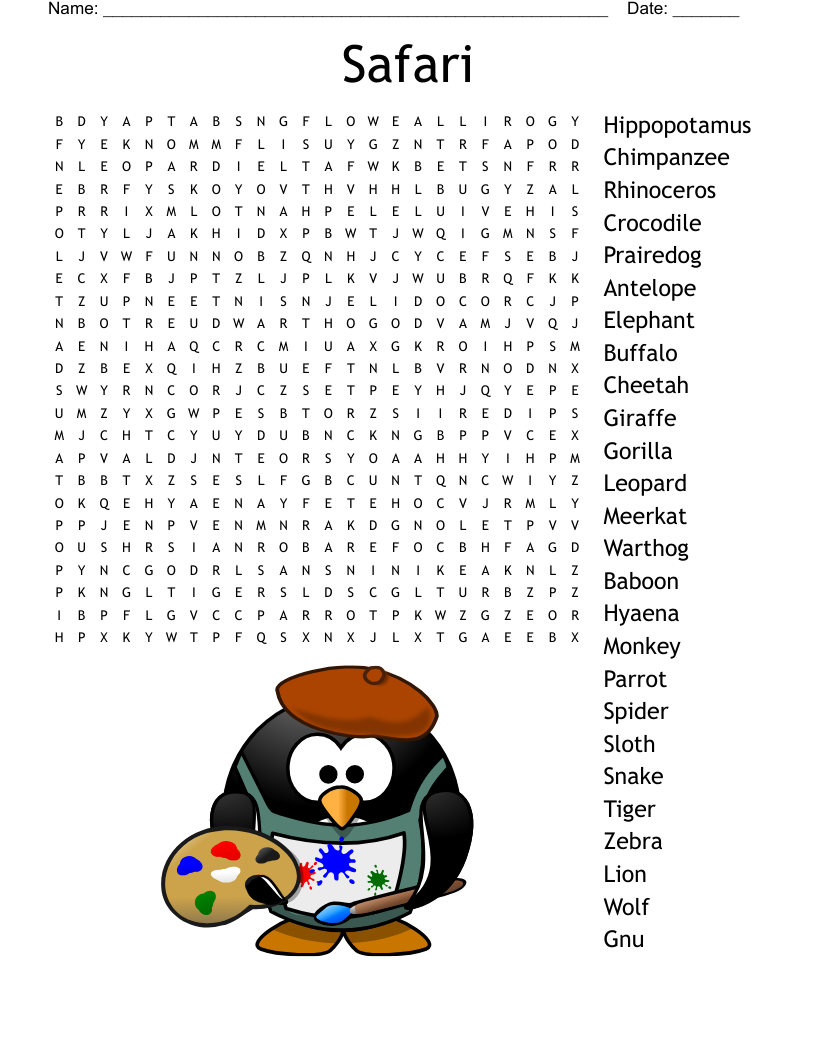 Safari Word Search