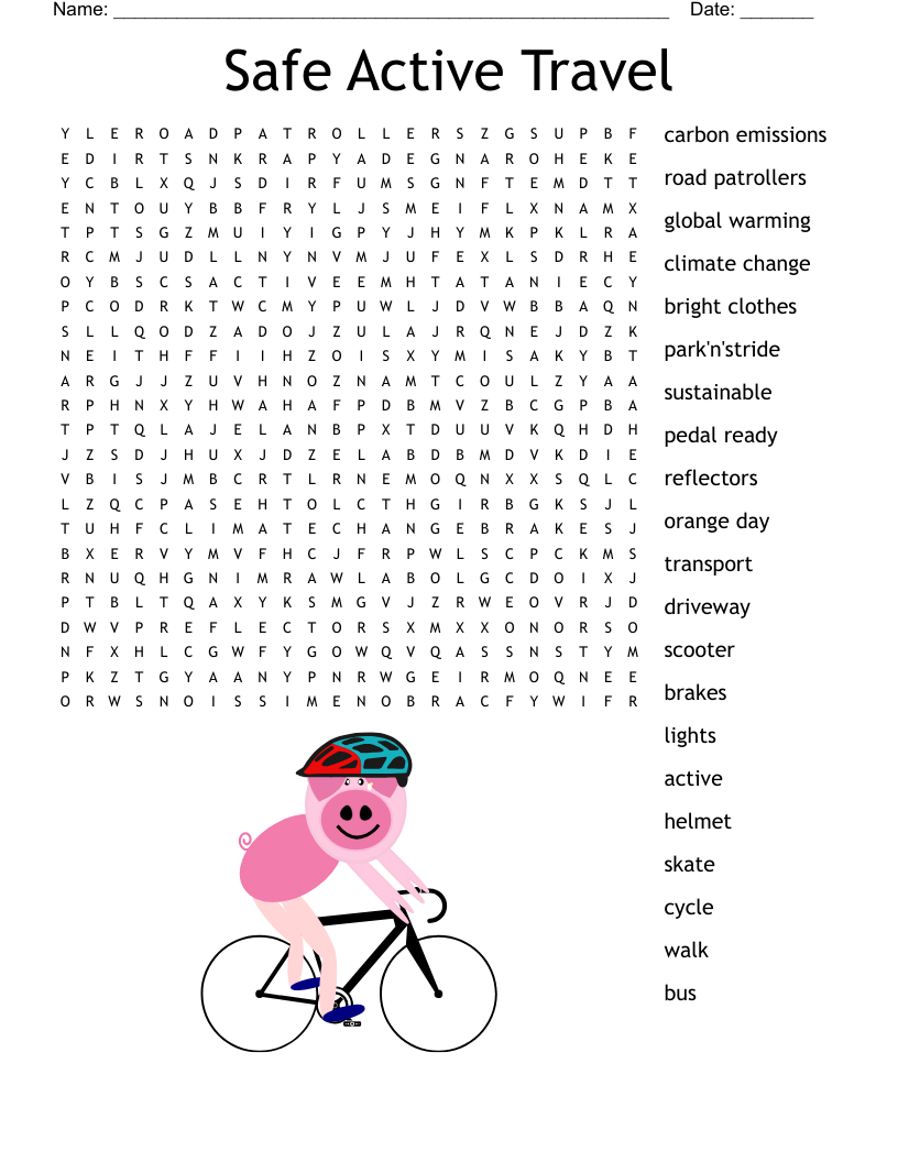 Safe Active Travel  Word Search