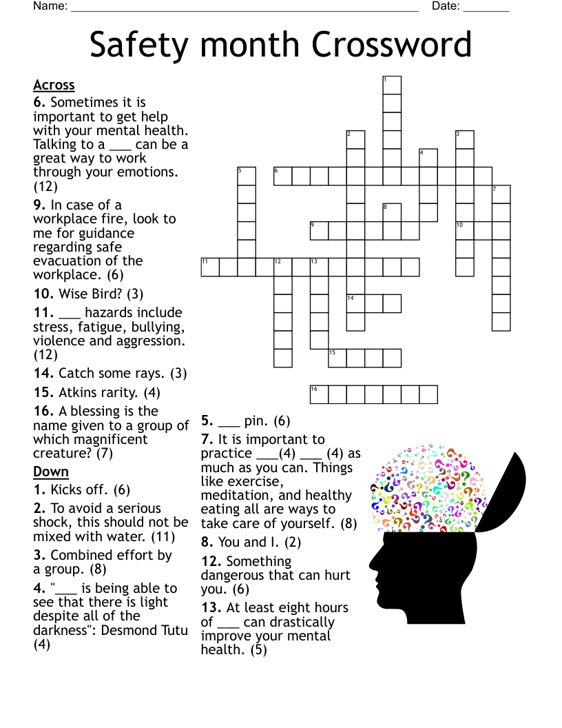 Safety month Crossword