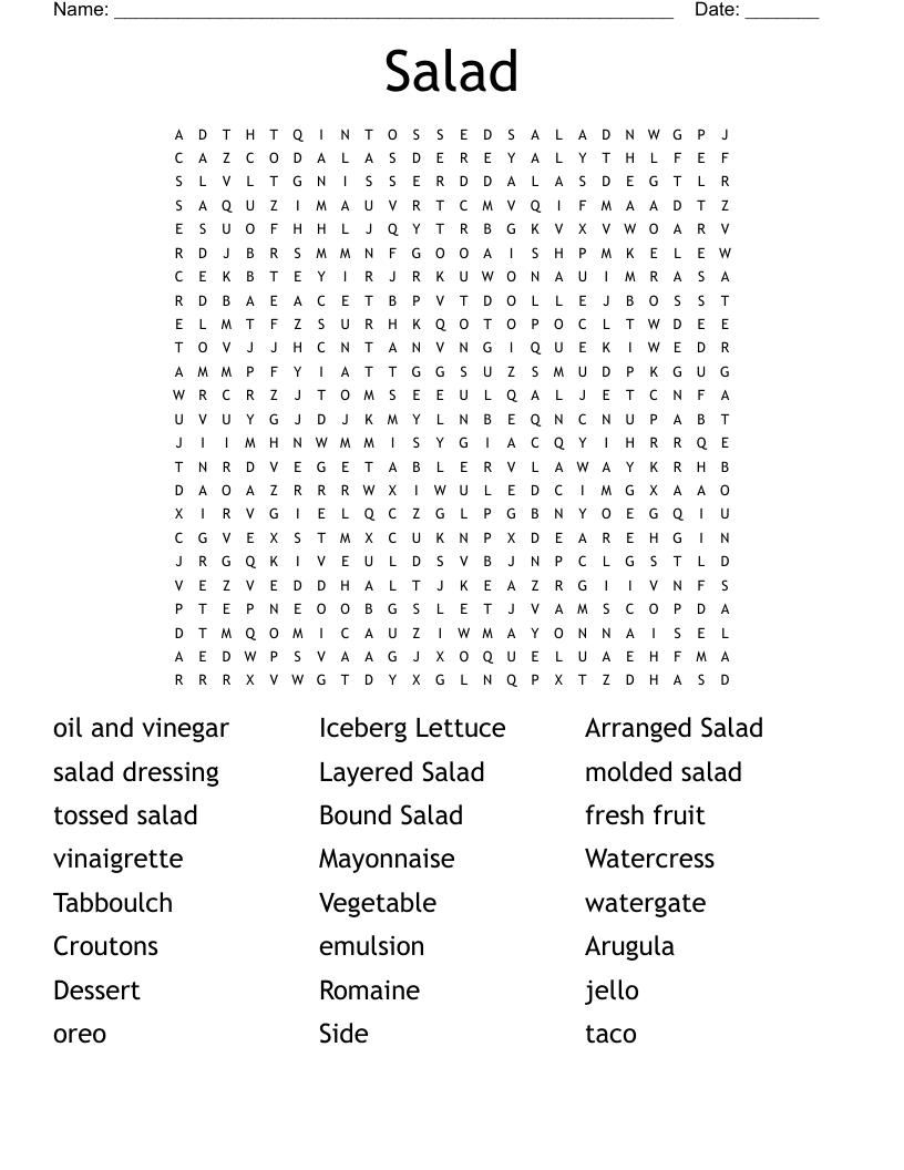 Salad Word Search