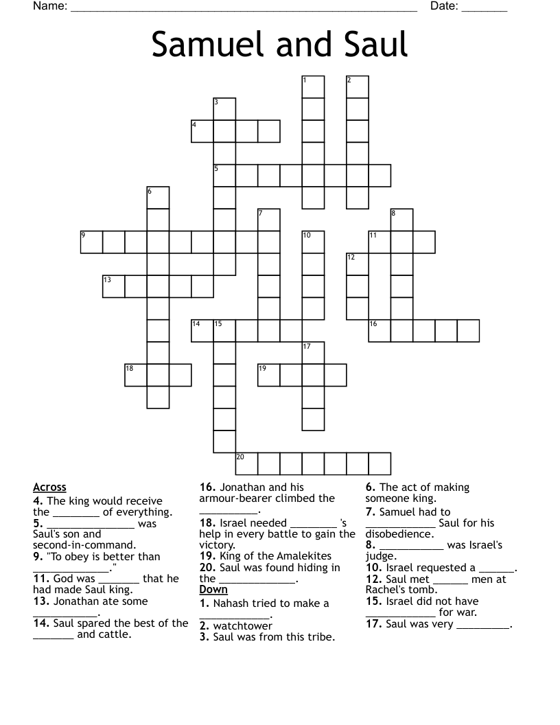 Samuel and Saul Crossword