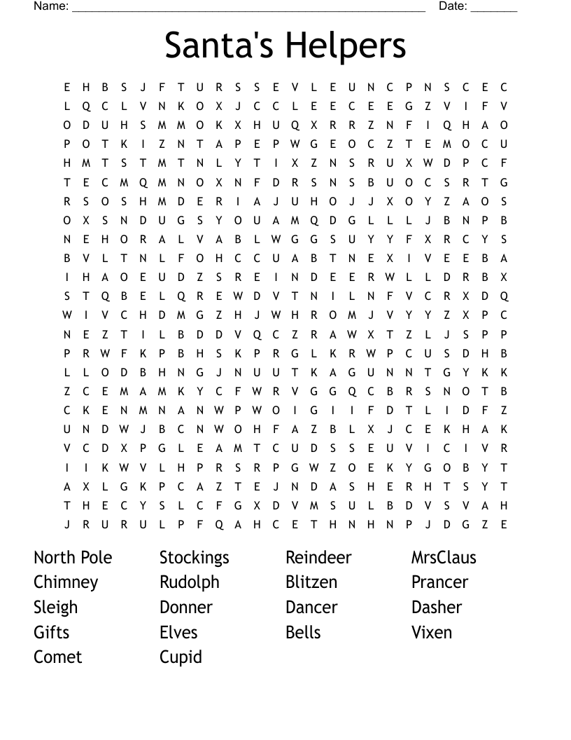 Santa's Helpers Word Search