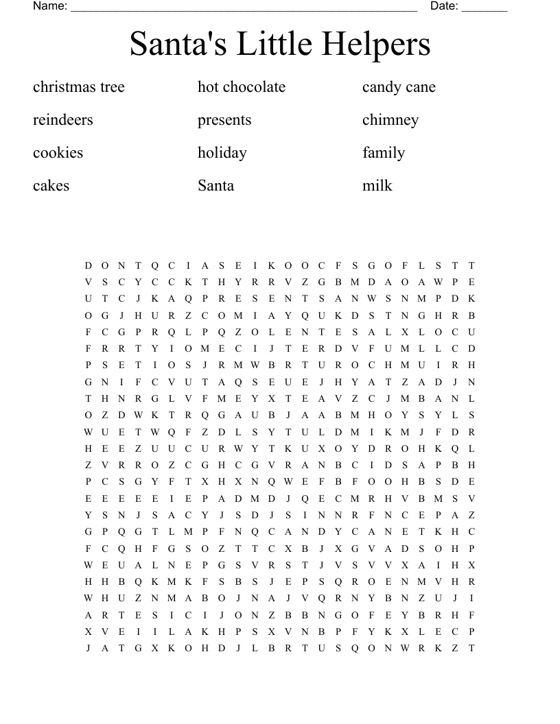 Santa's Little Helpers Word Search