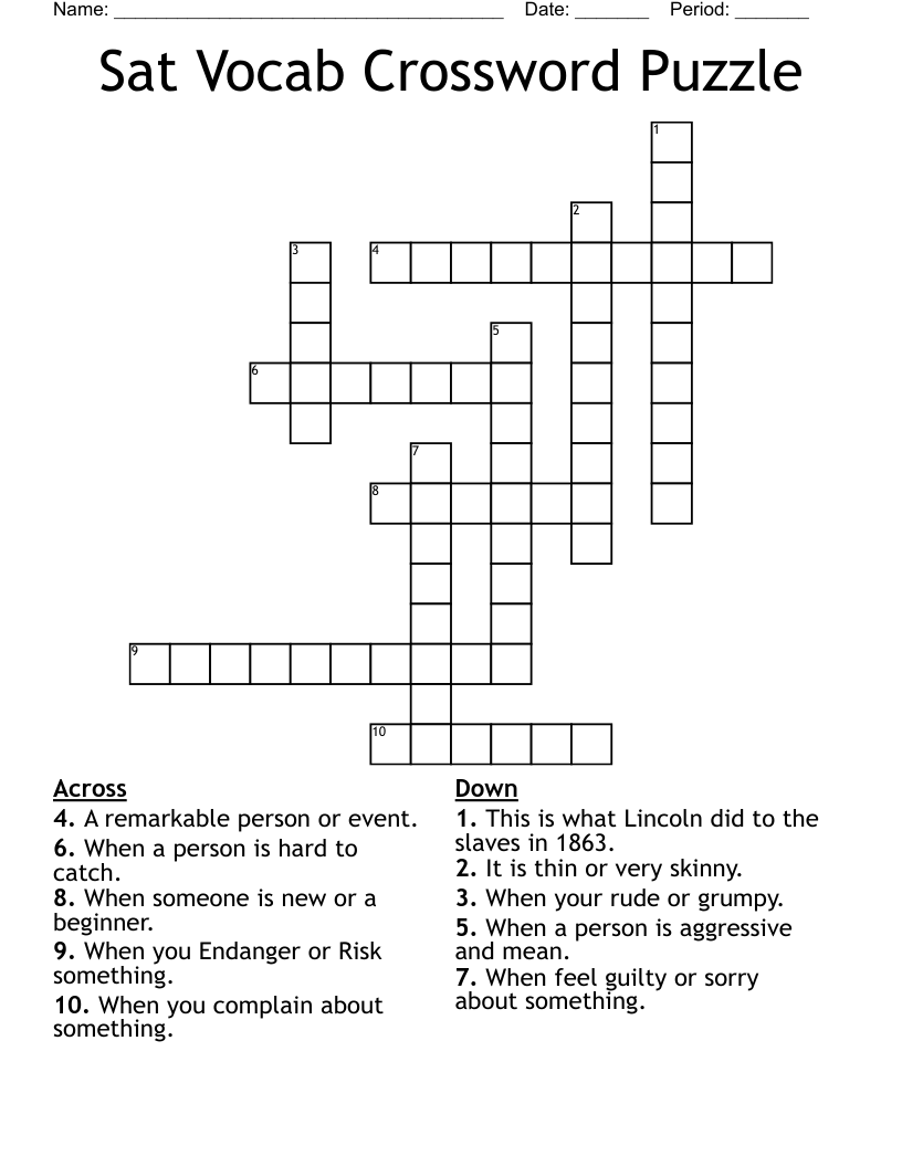 Sat Vocab Crossword Puzzle