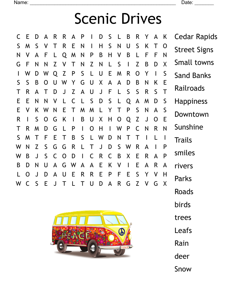 Scenic Drives Word Search