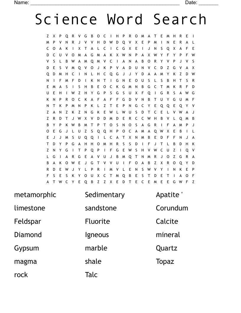 Science Word Search