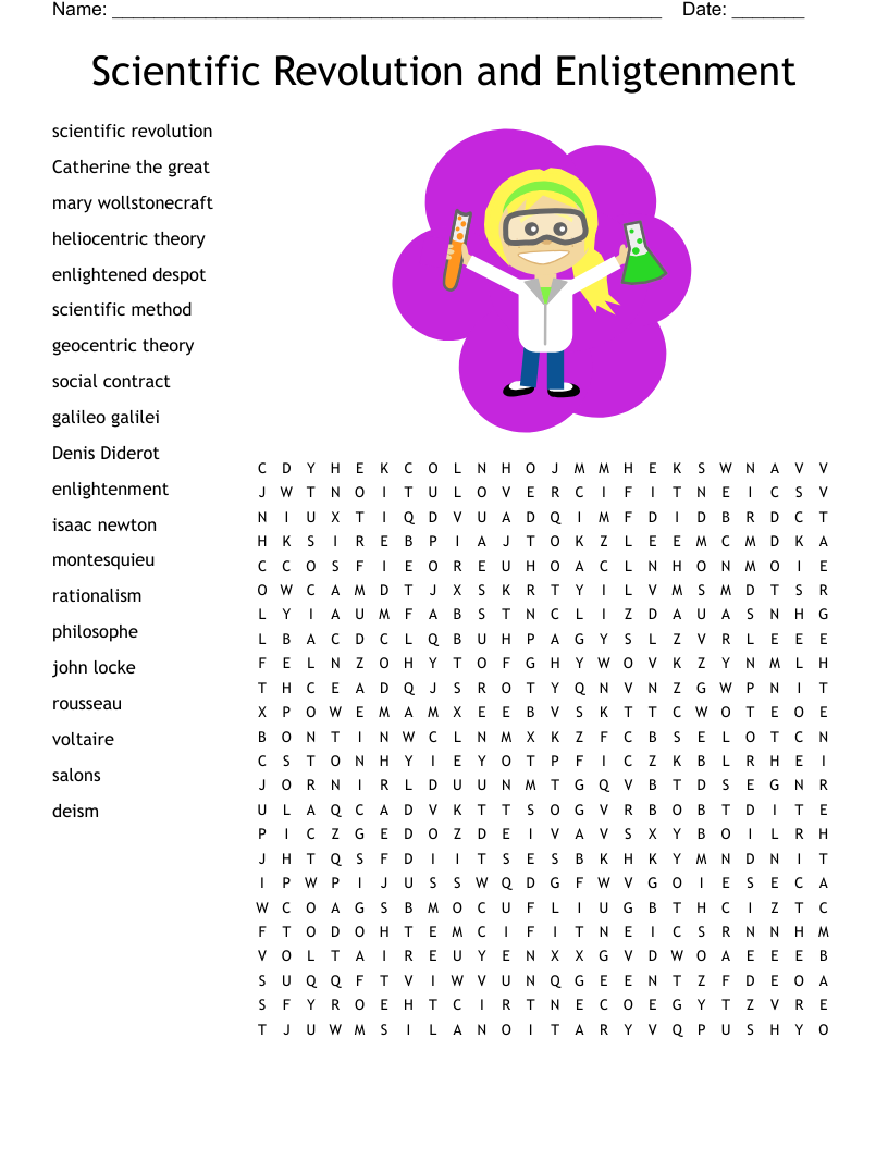 Scientific Revolution and Enligtenment Word Search