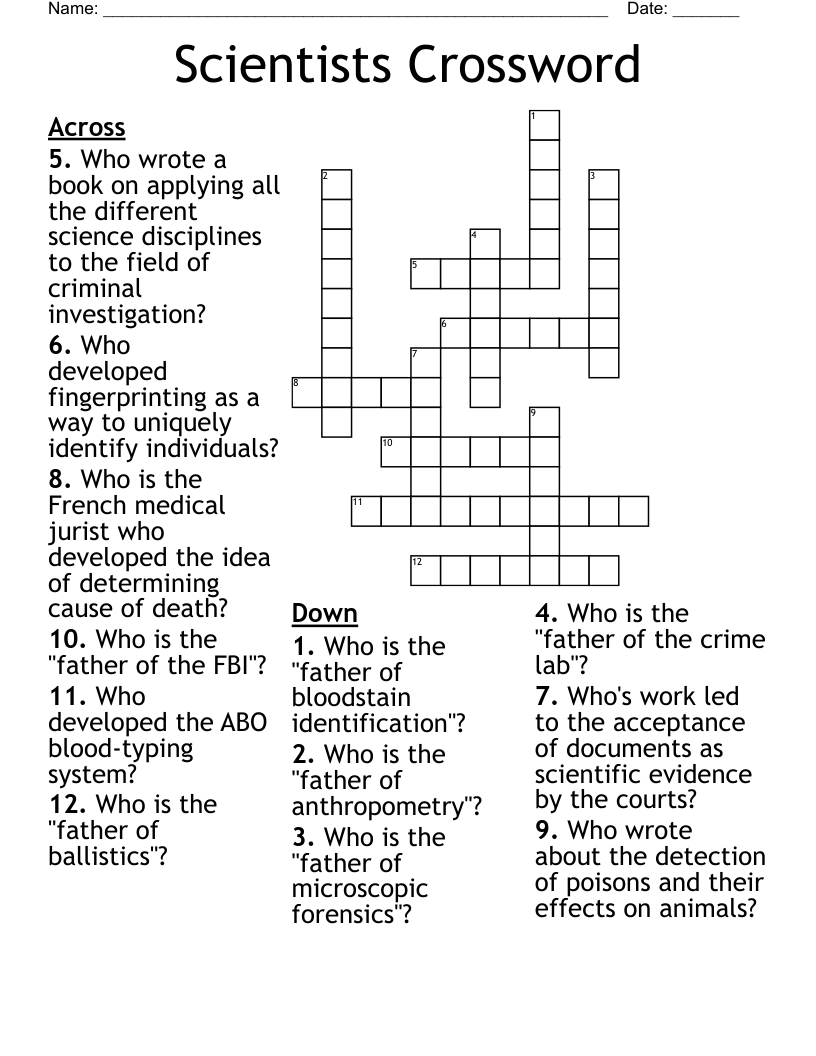 Scientists Crossword