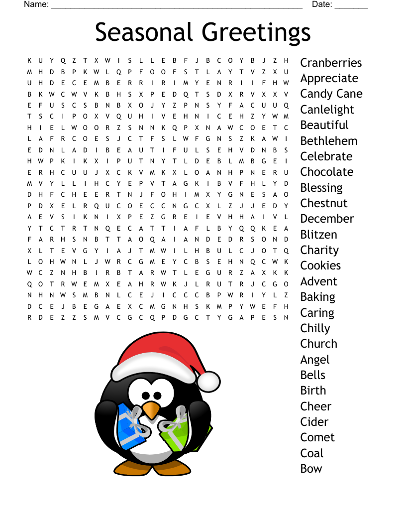 Seasonal Greetings Word Search