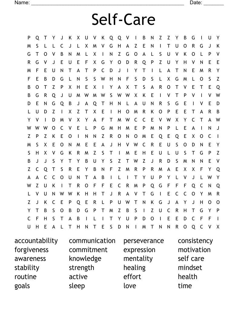 Self-Care Word Search