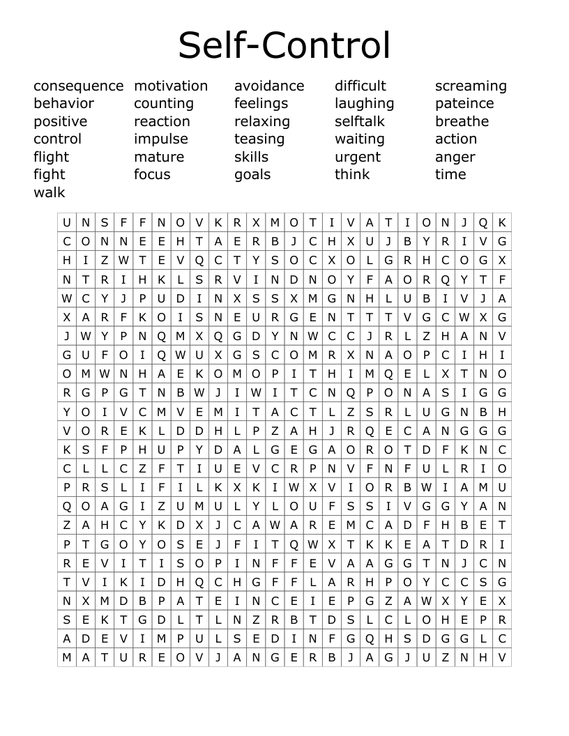 Self-Control Word Search