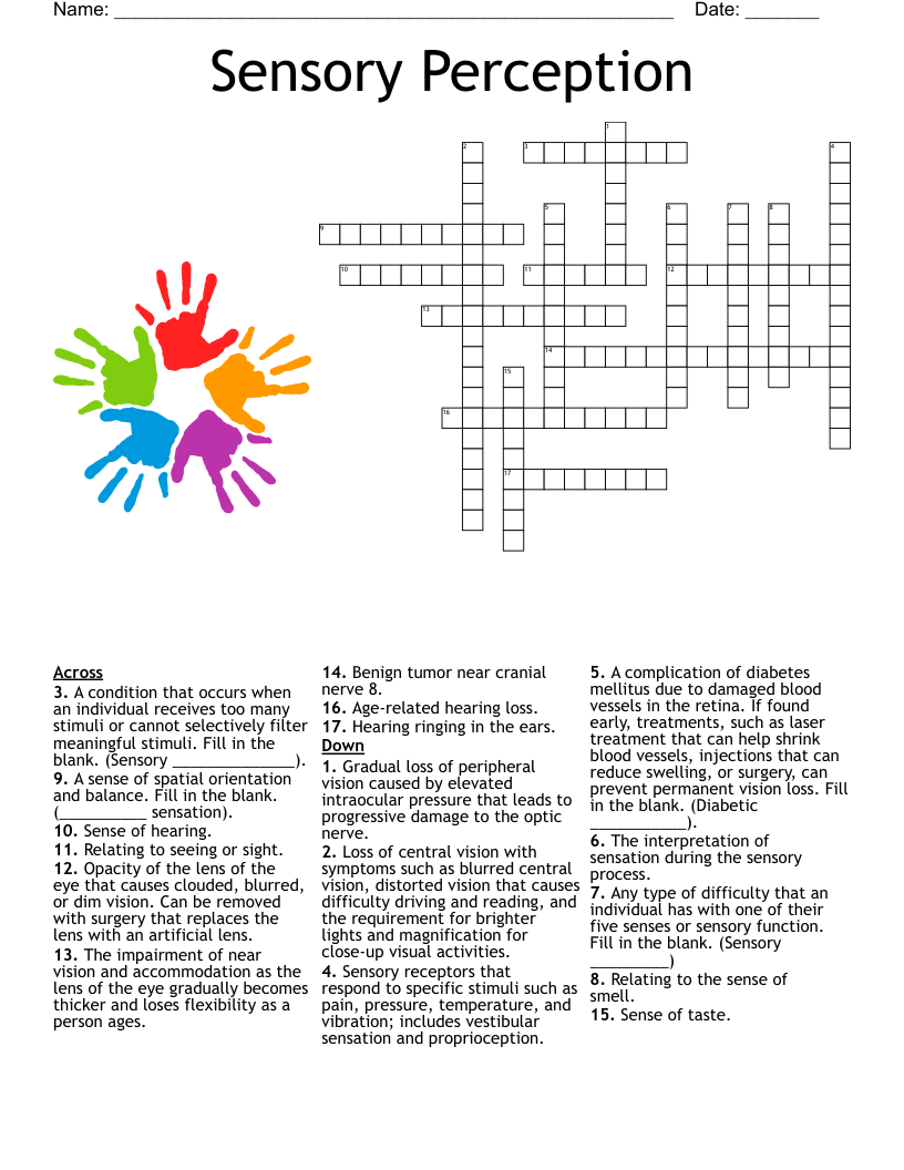 Sensory Perception Crossword