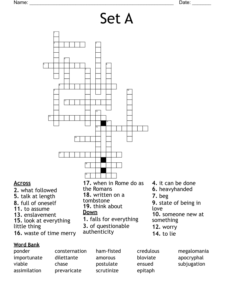 Set A Crossword