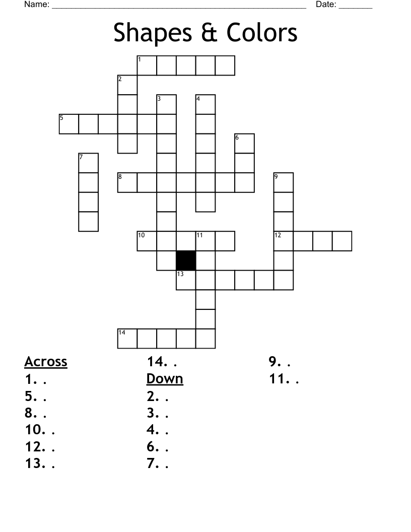 Shapes & Colors Crossword