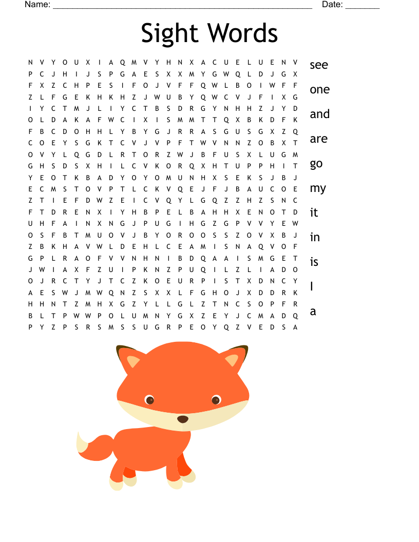 Sight Words Word Search