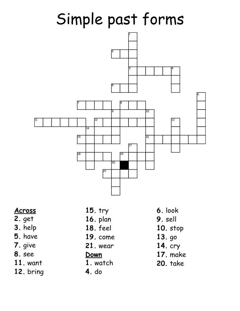 Simple past forms Crossword