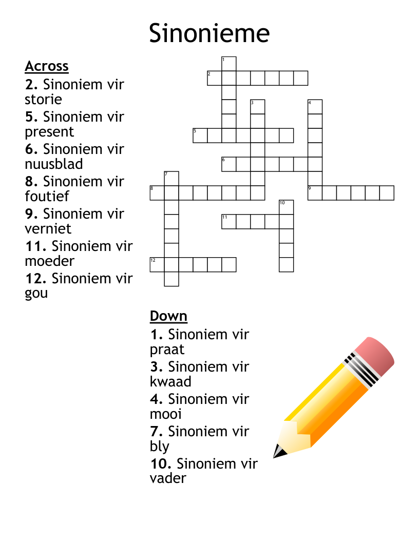 Sinonieme Crossword