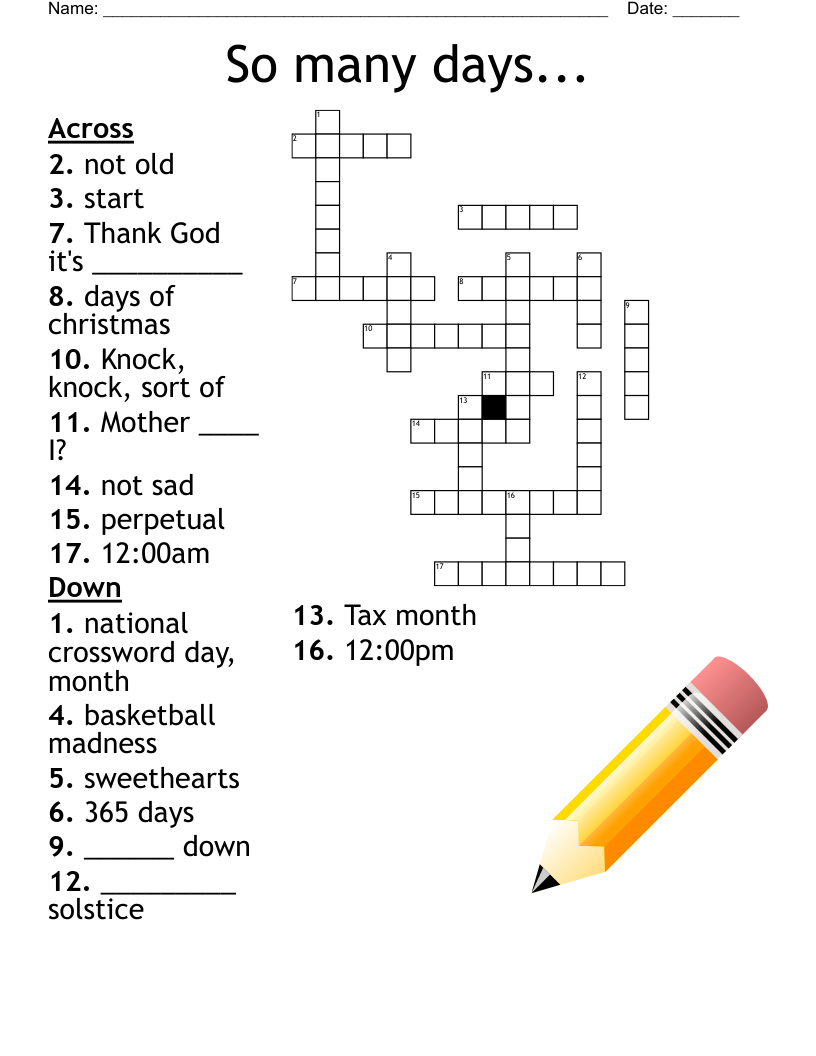 So many days... Crossword