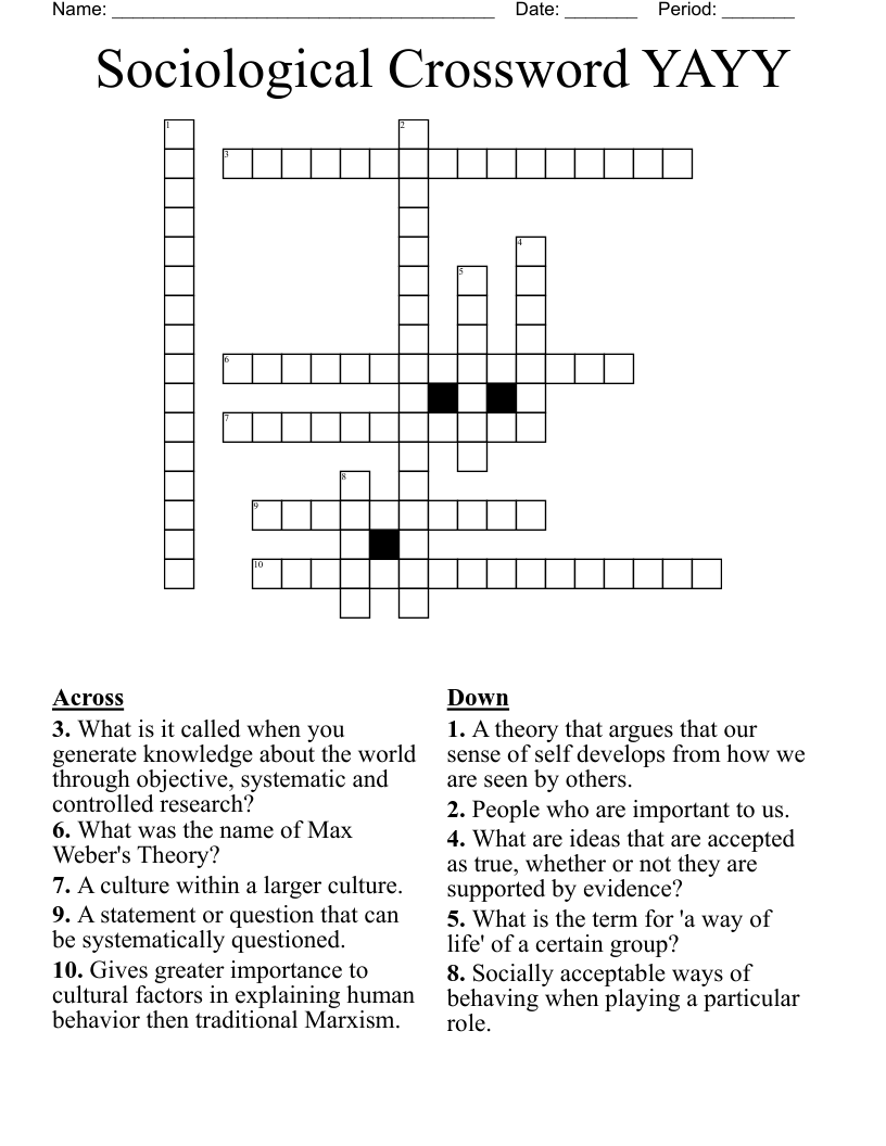 Sociological Crossword YAYY