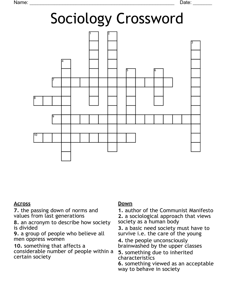 Sociology Crossword 