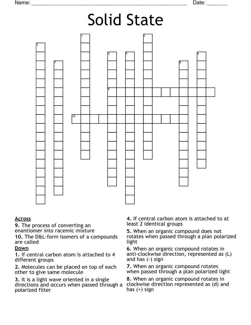 Solid State Crossword