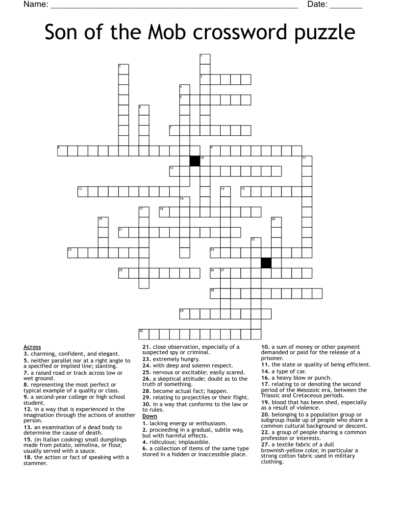 Son of the Mob crossword puzzle 