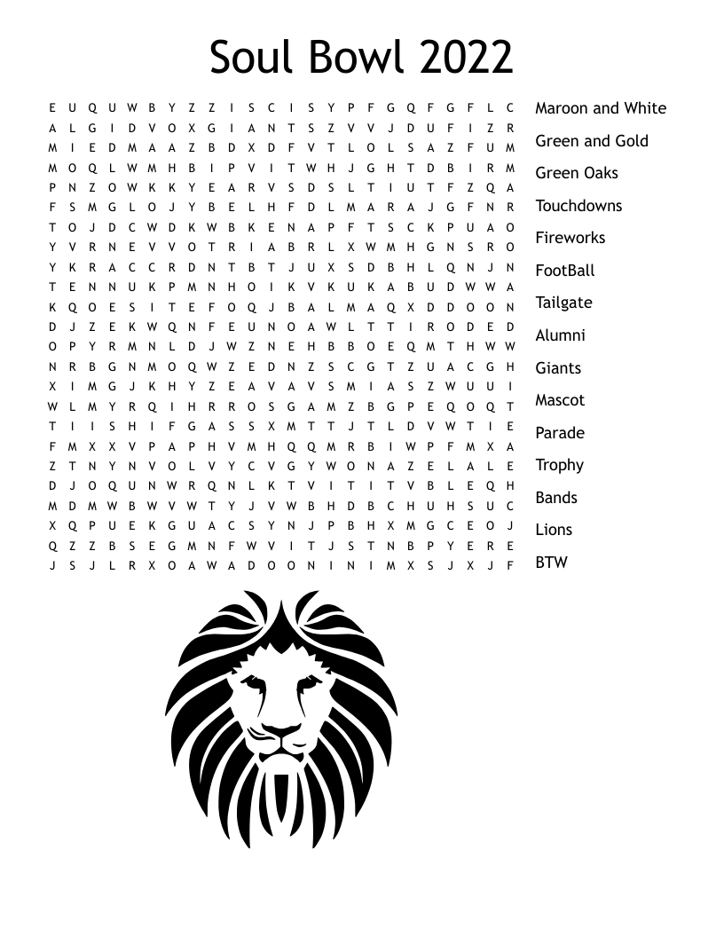 Soul Bowl 2022 Word Search