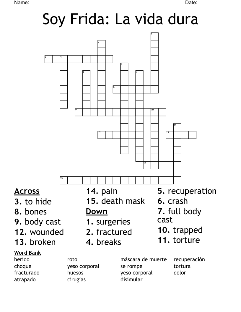 Soy Frida: La vida dura Crossword