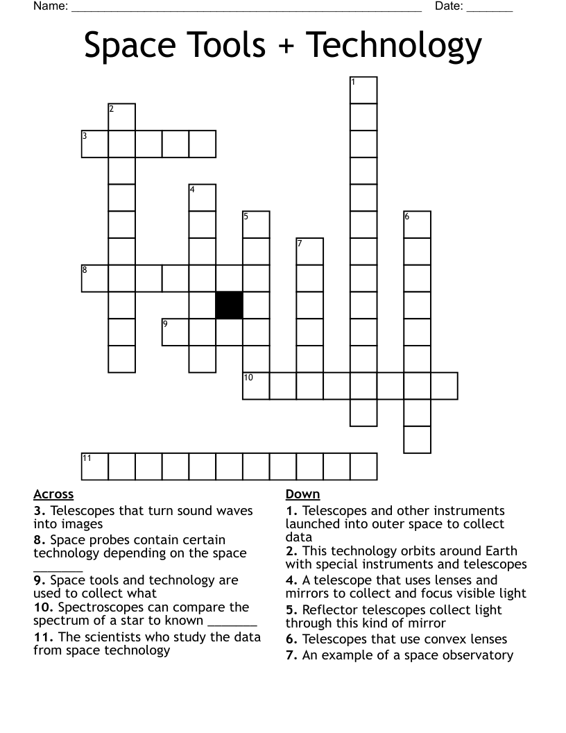 Space Tools + Technology Crossword