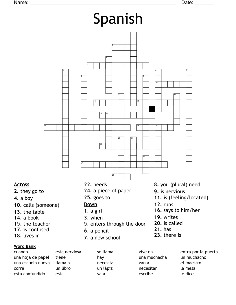 Spanish  Crossword