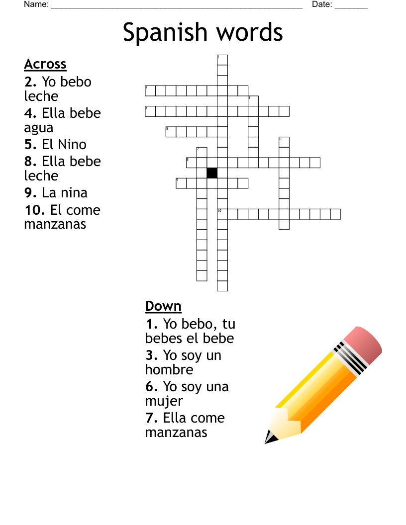 Spanish words Crossword