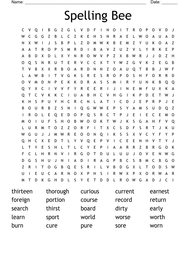 Spelling Bee Word Search