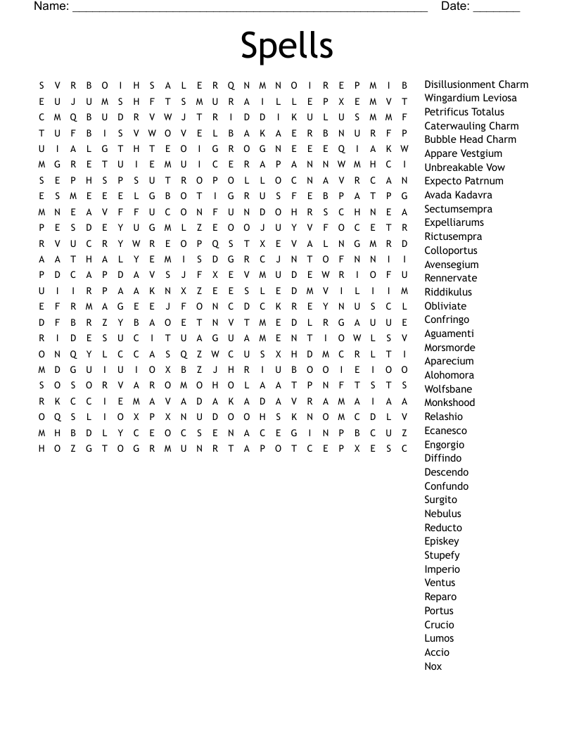 Spells  Word Search