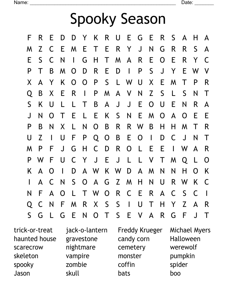 Spooky Season Word Search