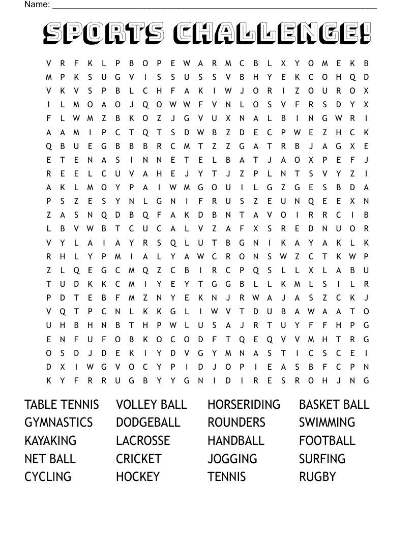 Sports Challenge! Word Search