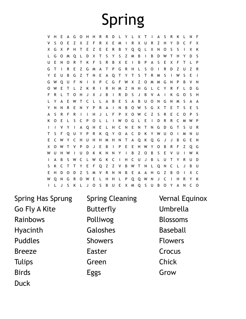 Spring Word Search